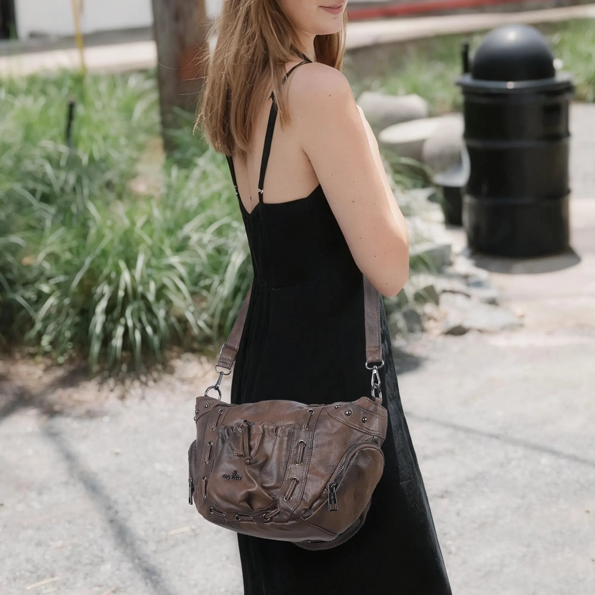 Drawstring Detail Shoulder Bag – Casual Convertible Crossbody