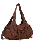 Slouchy Hobo Shoulder Bag for Women – Washed Faux Leather Crossbody Purse