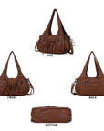 Slouchy Hobo Shoulder Bag for Women – Washed Faux Leather Crossbody Purse