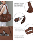 Slouchy Hobo Shoulder Bag for Women – Washed Faux Leather Crossbody Purse
