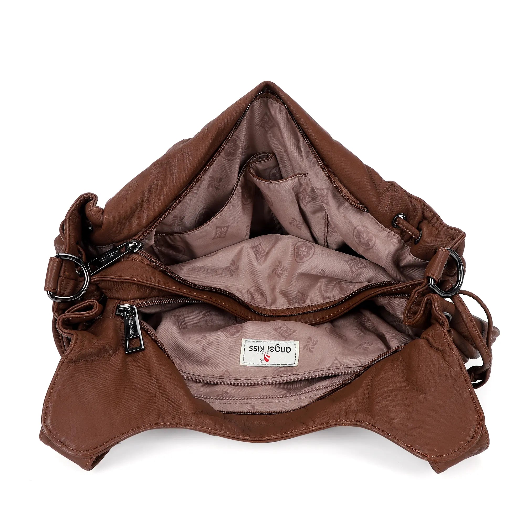 Slouchy Hobo Shoulder Bag for Women – Washed Faux Leather Crossbody Purse