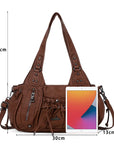 Slouchy Hobo Shoulder Bag for Women – Washed Faux Leather Crossbody Purse