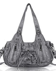 Slouchy Hobo Shoulder Bag for Women – Washed Faux Leather Crossbody Purse