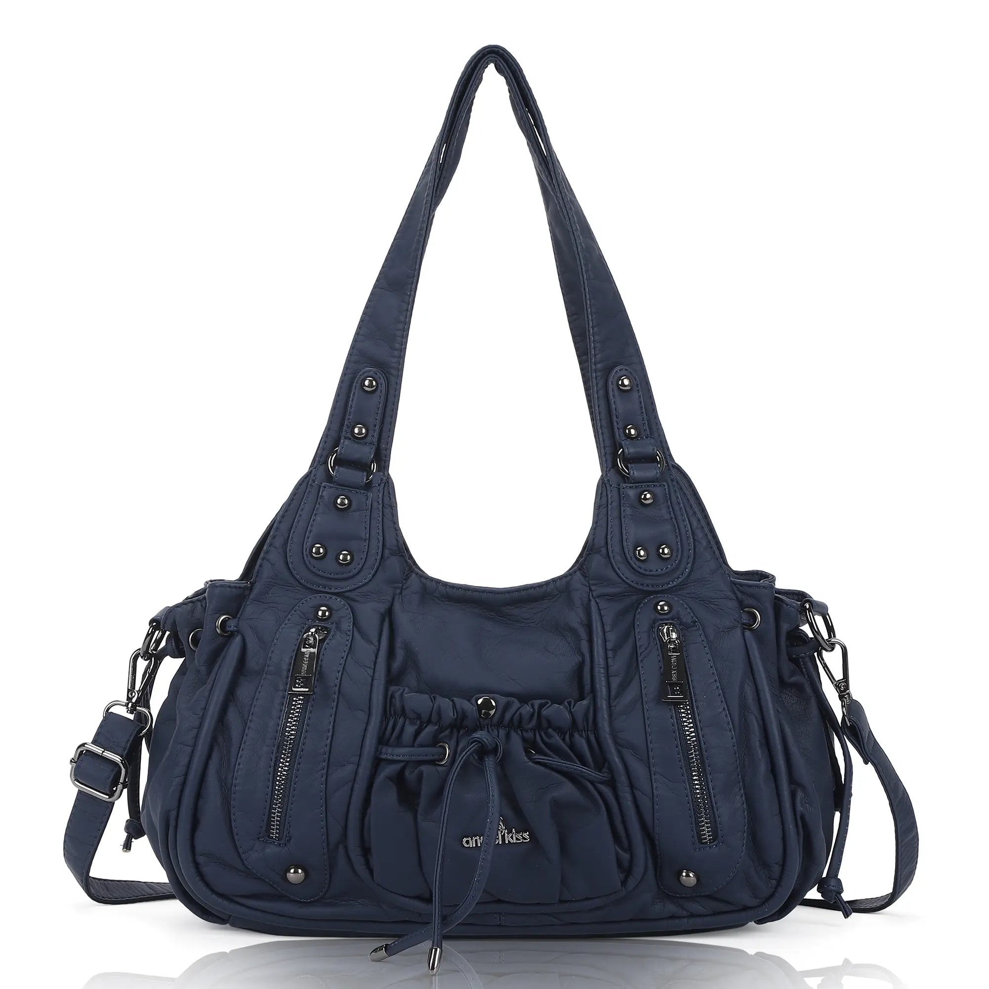 Slouchy Hobo Shoulder Bag for Women – Washed Faux Leather Crossbody Purse