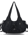 Slouchy Hobo Shoulder Bag for Women – Washed Faux Leather Crossbody Purse