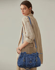 Lace-Up Multi-Pocket Hobo Shoulder Bag