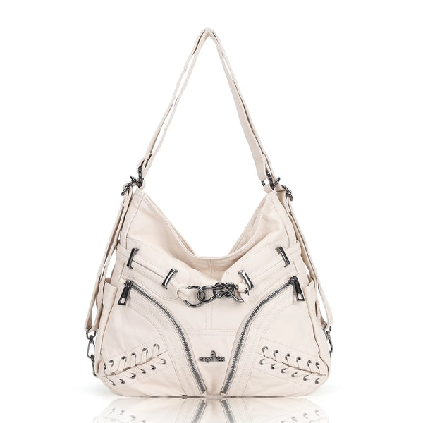 Lace Up Multi Pocket Handbag – Moto Chic Studded Crossbody Bag