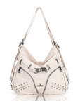 Lace Up Multi Pocket Handbag – Moto Chic Studded Crossbody Bag