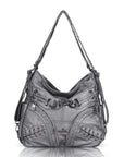 Lace Up Multi Pocket Handbag – Moto Chic Studded Crossbody Bag