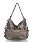 Lace Up Multi Pocket Handbag – Moto Chic Studded Crossbody Bag