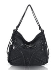 Lace Up Multi Pocket Handbag – Moto Chic Studded Crossbody Bag