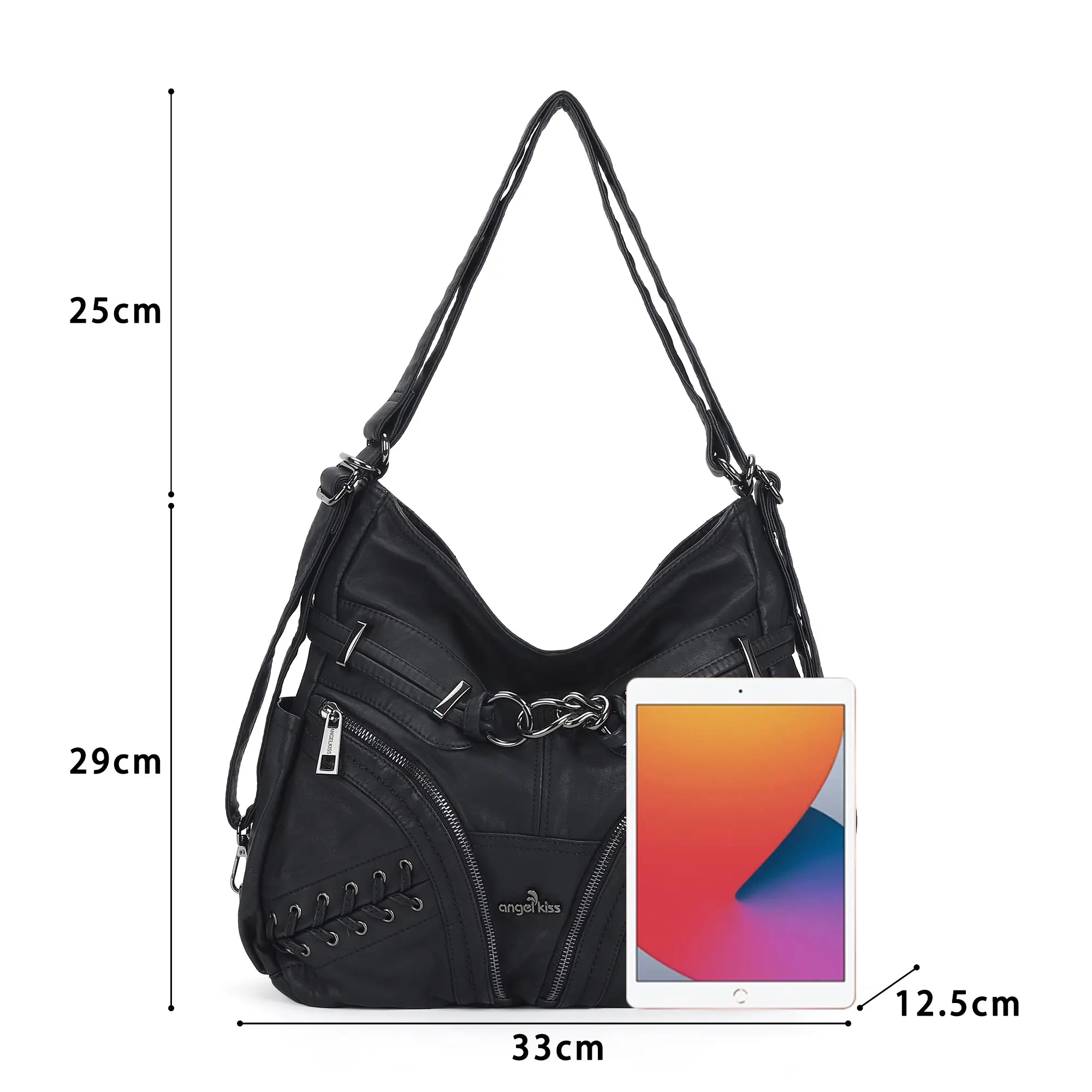 Lace Up Multi Pocket Handbag – Moto Chic Studded Crossbody Bag