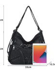Lace Up Multi Pocket Handbag – Moto Chic Studded Crossbody Bag