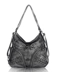 Lace Up Multi Pocket Handbag – Moto Chic Studded Crossbody Bag