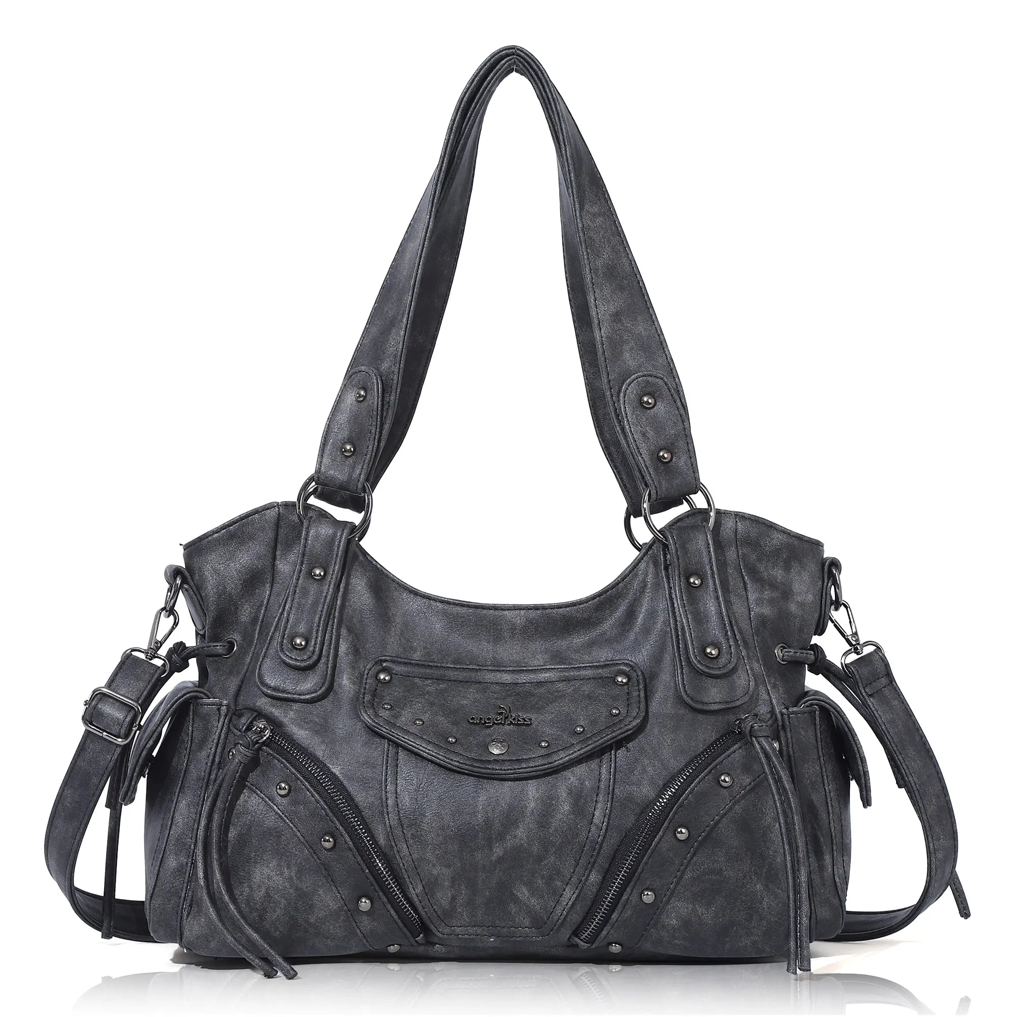 Studded Slouchy Hobo Shoulder Bag with Side-Tie Details