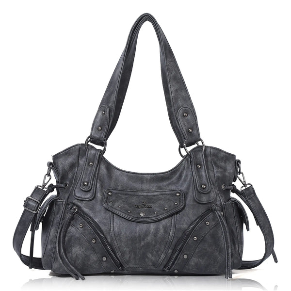 Studded Slouchy Hobo Shoulder Bag with Side-Tie Details