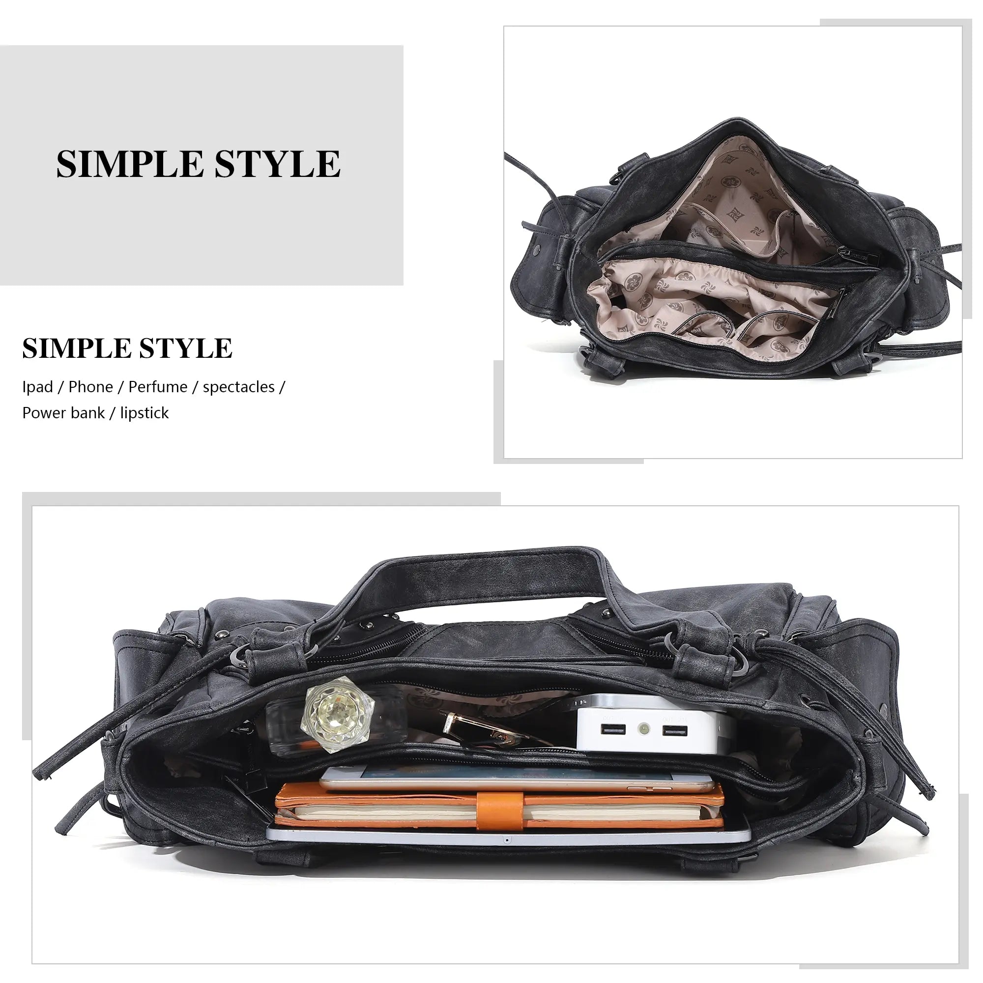Studded Slouchy Hobo Shoulder Bag with Side-Tie Details