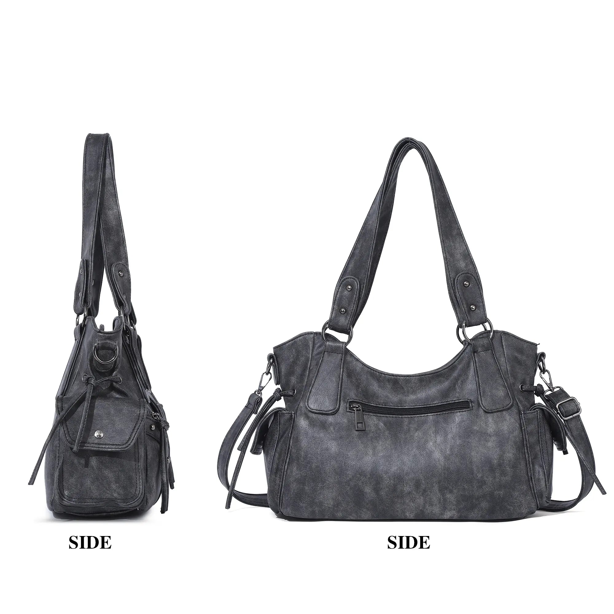 Studded Slouchy Hobo Shoulder Bag with Side-Tie Details