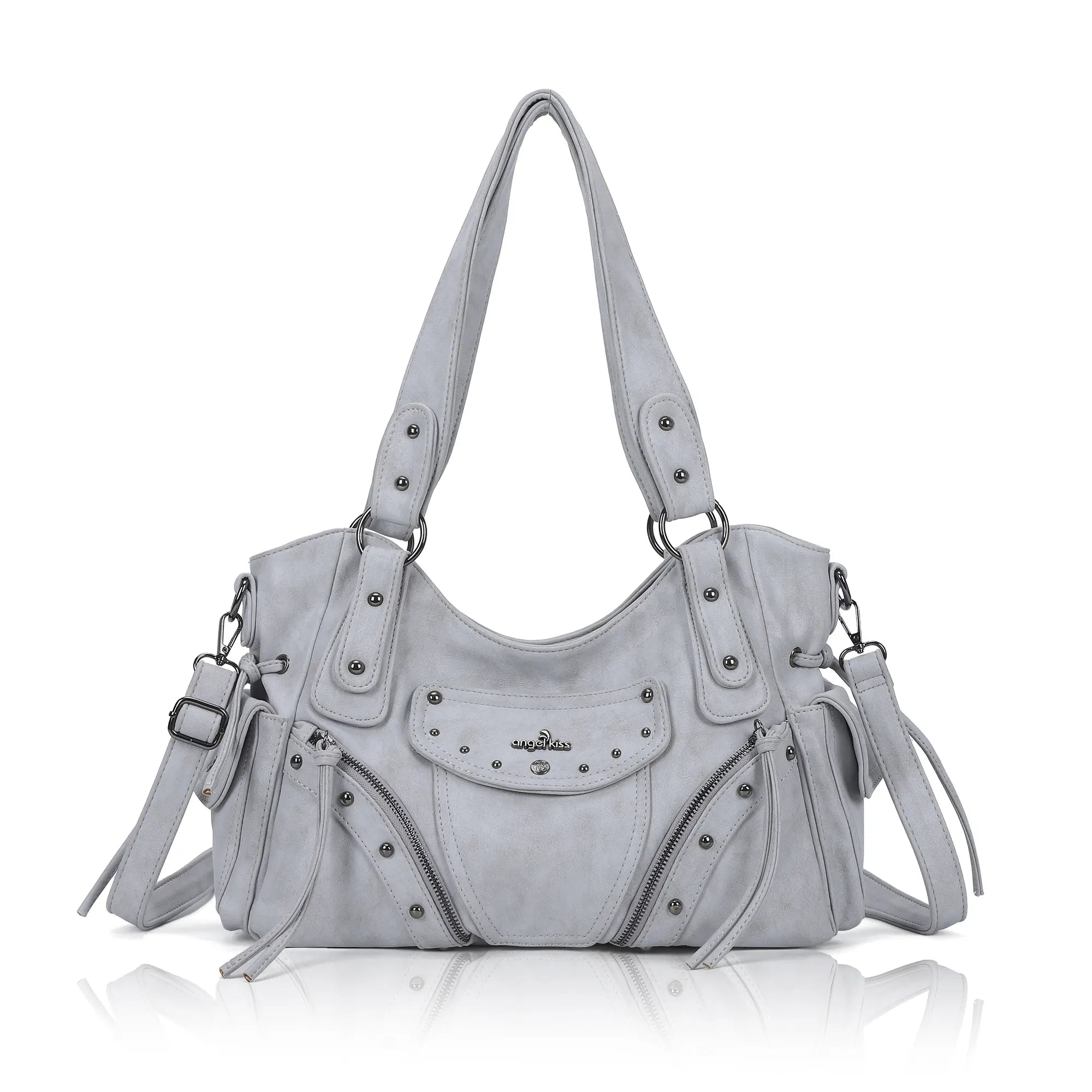 Studded Slouchy Hobo Shoulder Bag with Side-Tie Details