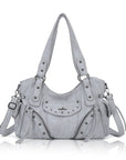 Studded Slouchy Hobo Shoulder Bag with Side-Tie Details