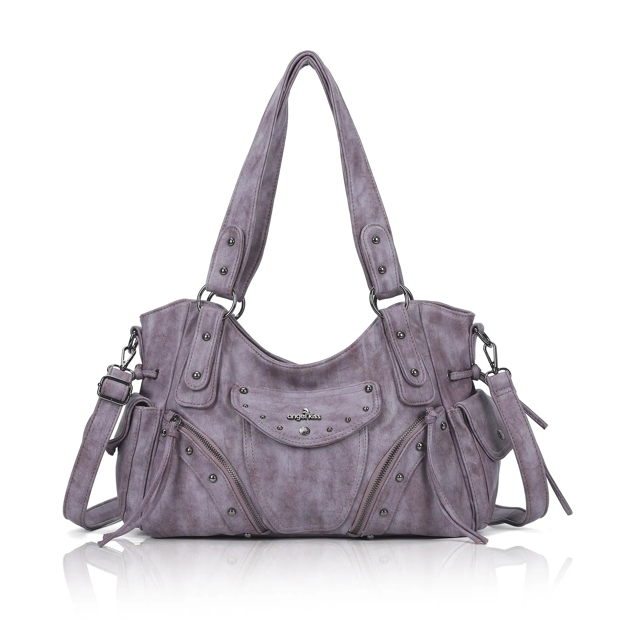 Studded Slouchy Hobo Shoulder Bag with Side-Tie Details