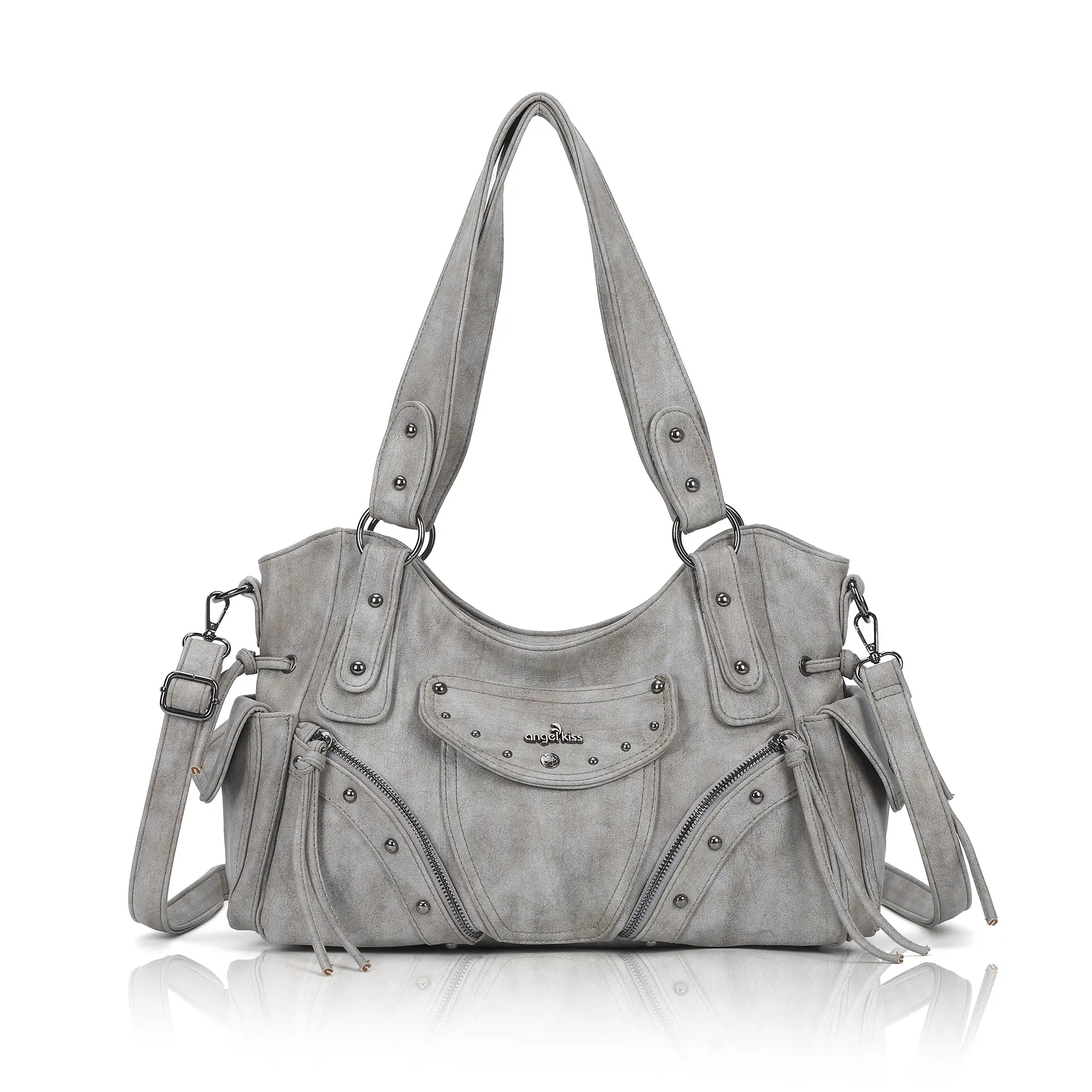 Studded Slouchy Hobo Shoulder Bag with Side-Tie Details