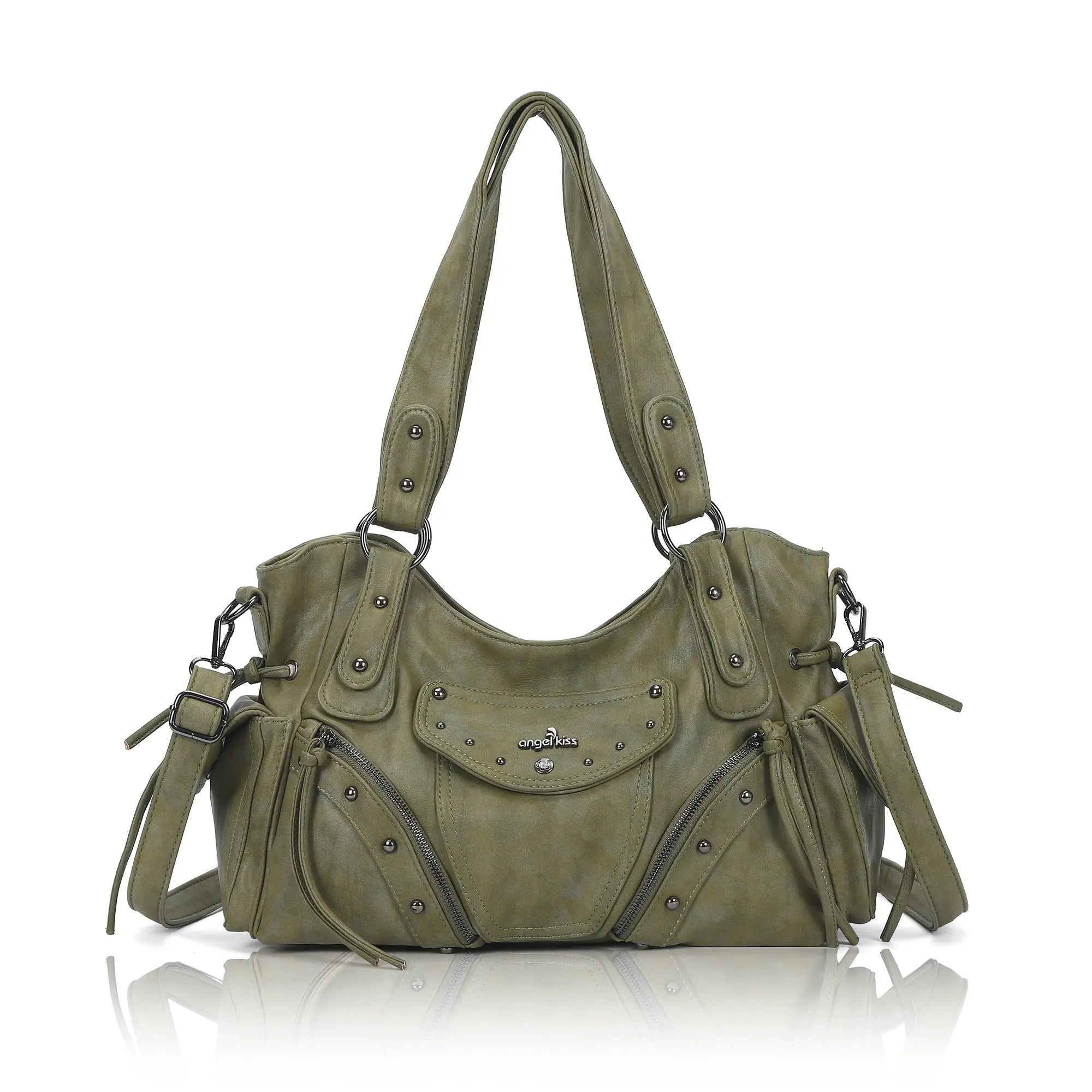 Studded Slouchy Hobo Shoulder Bag with Side-Tie Details