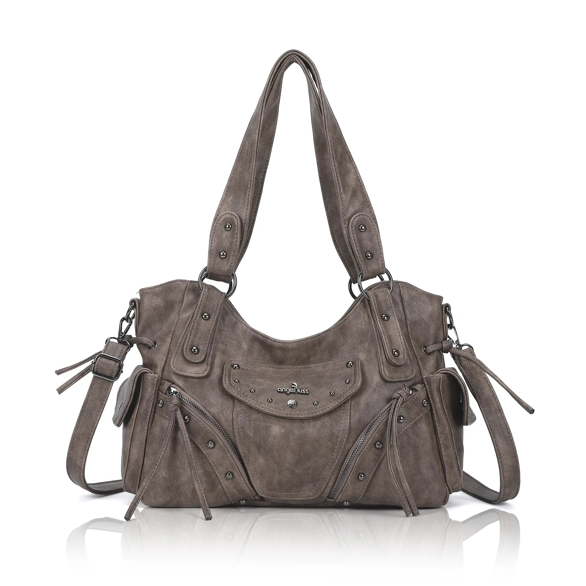 Studded Slouchy Hobo Shoulder Bag with Side-Tie Details