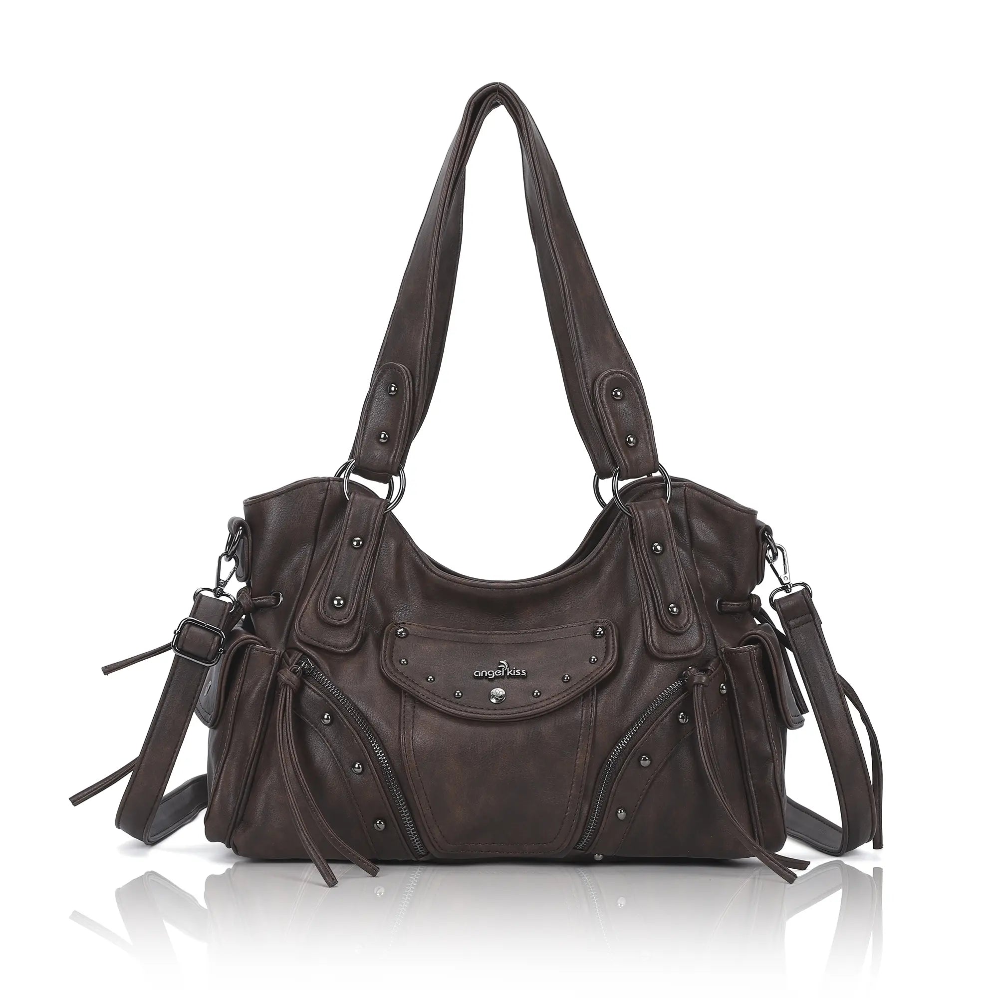 Studded Slouchy Hobo Shoulder Bag with Side-Tie Details