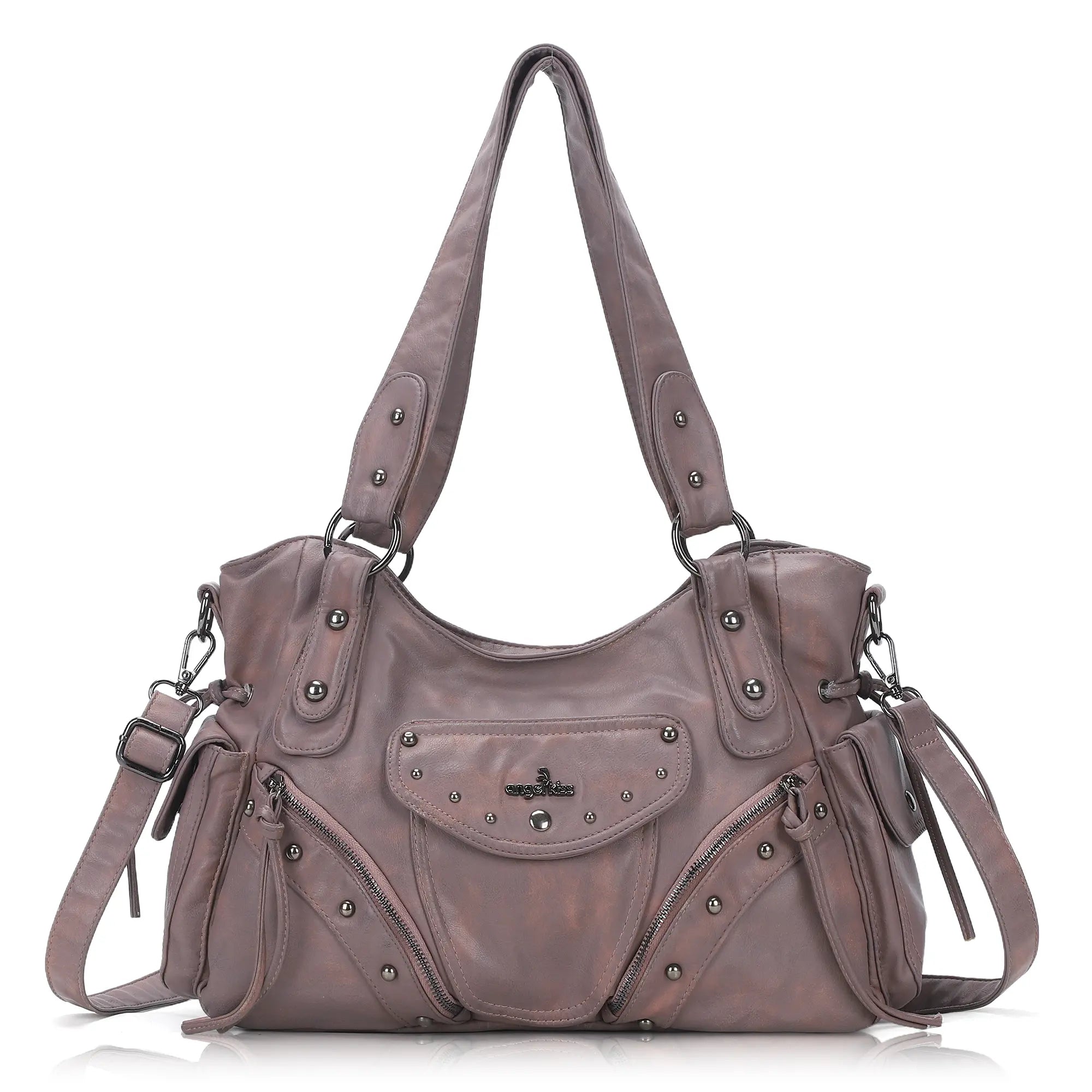Studded Slouchy Hobo Shoulder Bag with Side-Tie Details