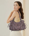 Studded Slouchy Hobo Shoulder Bag with Side-Tie Details