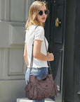 Studded Slouchy Hobo Shoulder Bag with Side-Tie Details