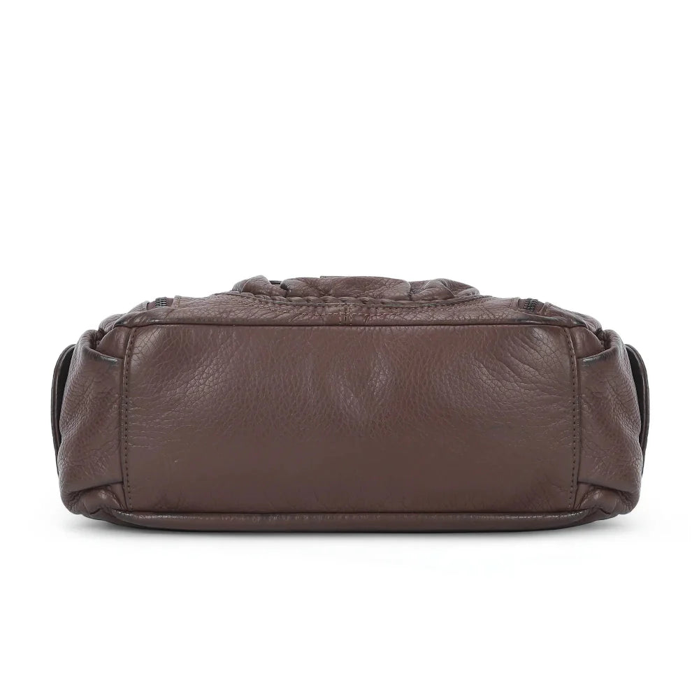 Distressed Western Boho Satchel | Washed Vegan Leather Crossbody