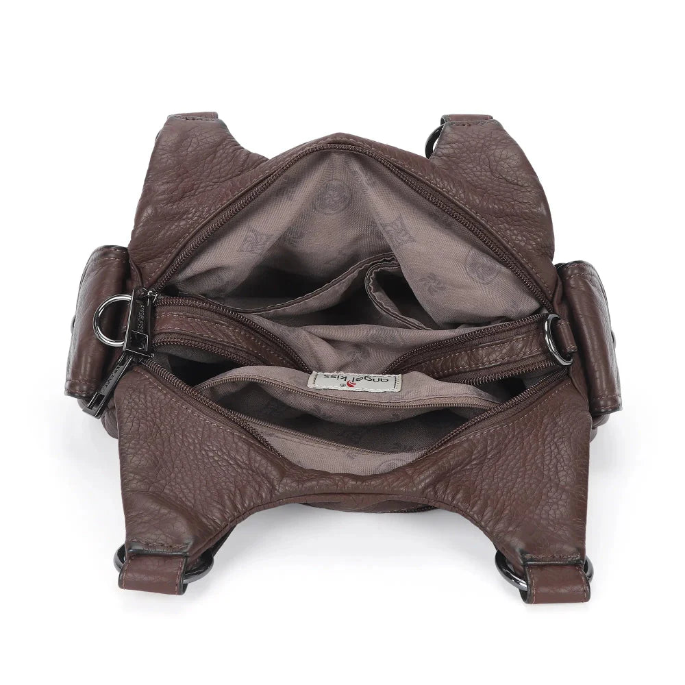 Distressed Western Boho Satchel | Washed Vegan Leather Crossbody