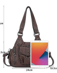 Distressed Western Boho Satchel | Washed Vegan Leather Crossbody