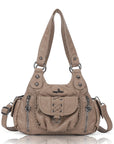 Distressed Western Boho Satchel | Washed Vegan Leather Crossbody