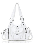 Distressed Western Boho Satchel | Washed Vegan Leather Crossbody
