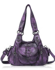 Distressed Western Boho Satchel | Washed Vegan Leather Crossbody