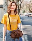 Distressed Western Boho Satchel | Washed Vegan Leather Crossbody