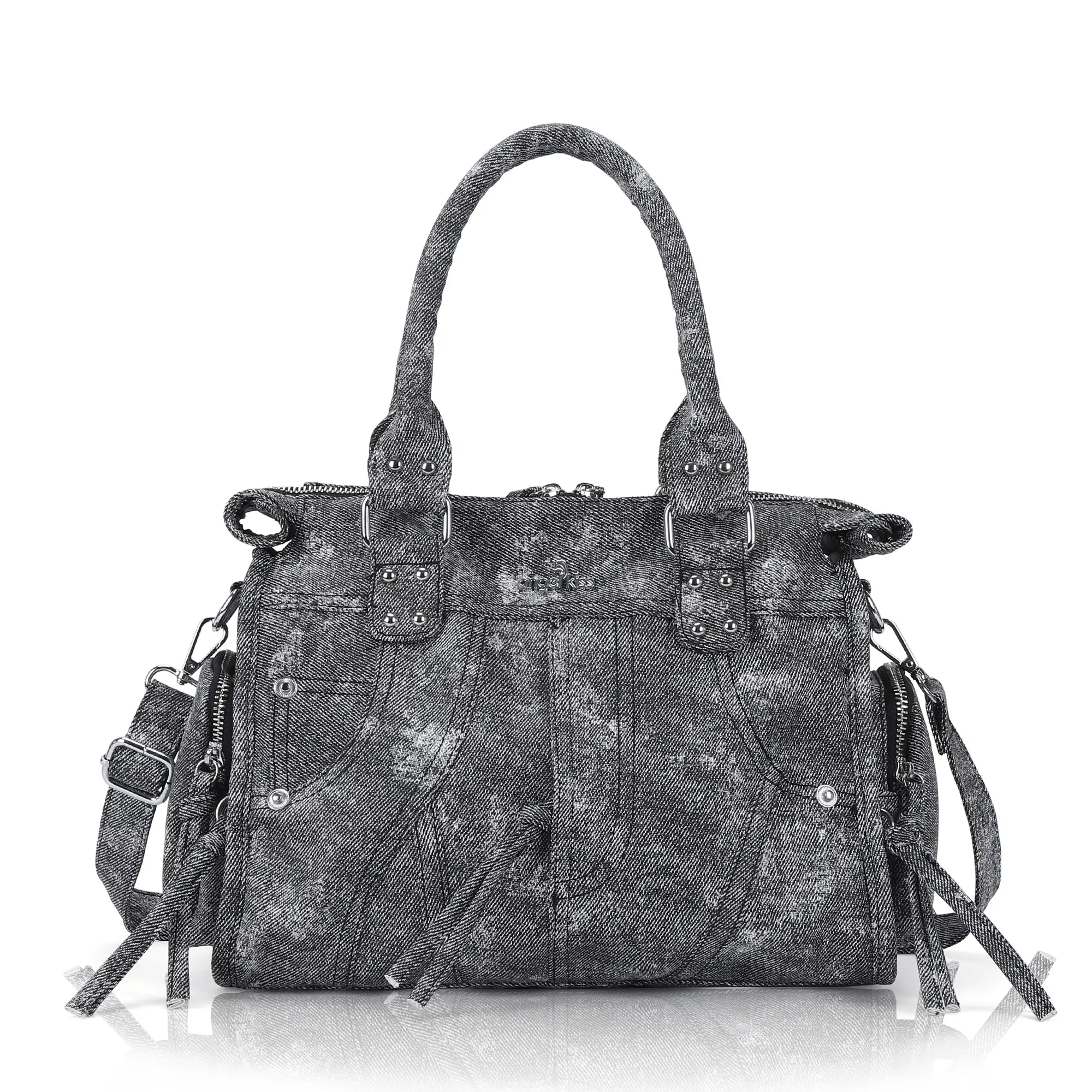 Multi Pocket Top Handle Handbag – Retro Floral Print Crossbody Shoulder Purse
