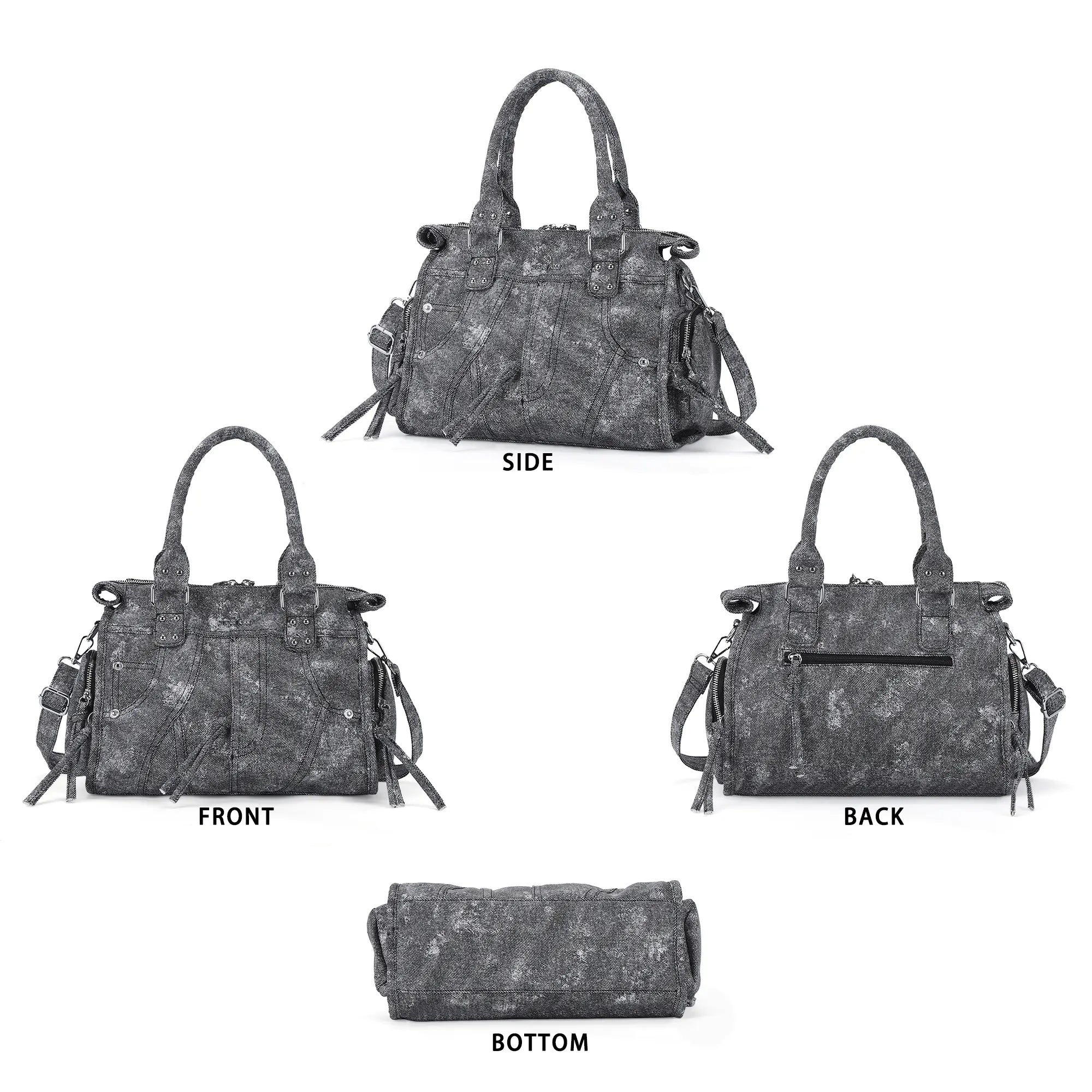 Multi Pocket Top Handle Handbag – Retro Floral Print Crossbody Shoulder Purse