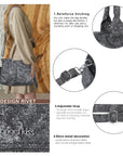 Multi Pocket Top Handle Handbag – Retro Floral Print Crossbody Shoulder Purse