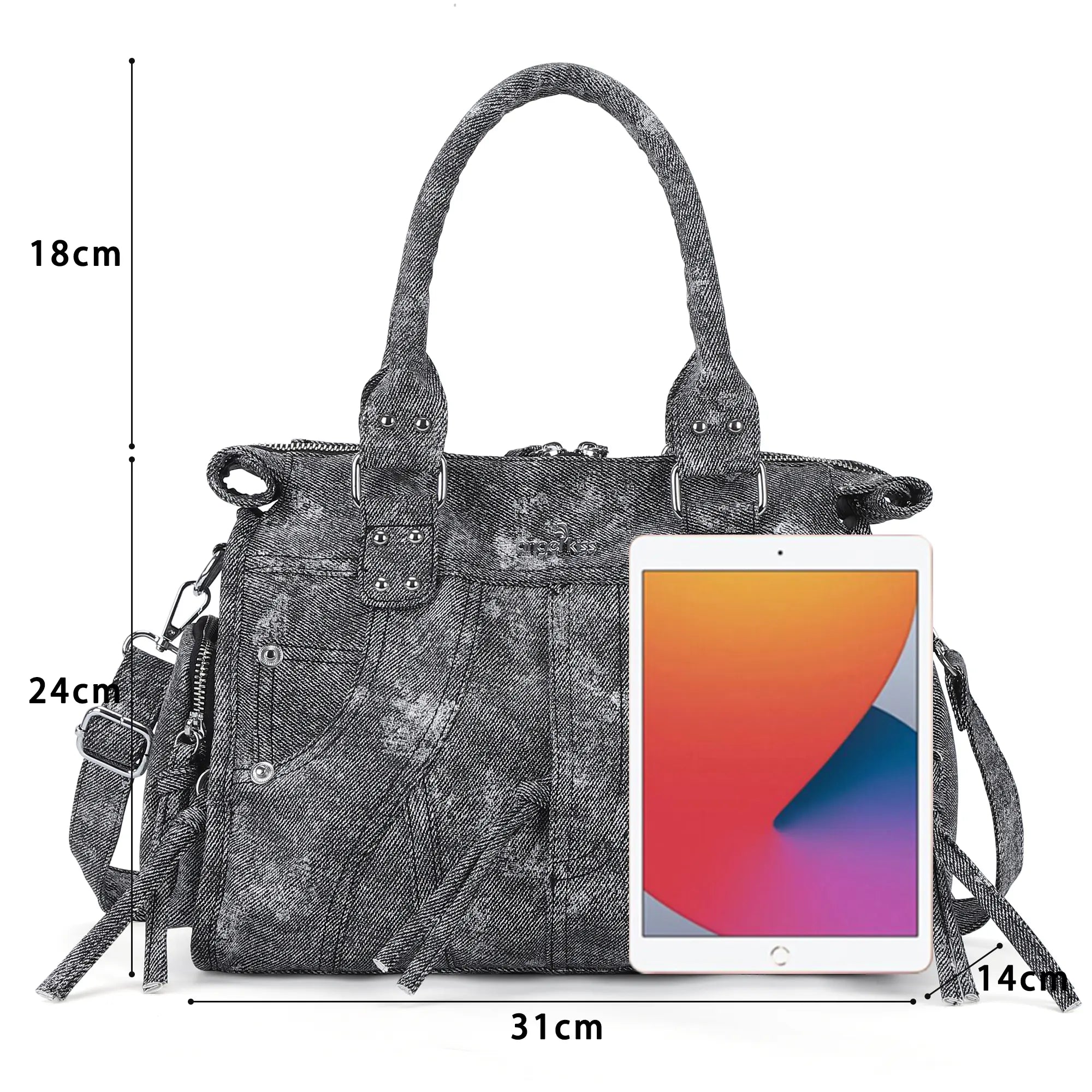 Multi Pocket Top Handle Handbag – Retro Floral Print Crossbody Shoulder Purse