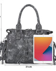 Multi Pocket Top Handle Handbag – Retro Floral Print Crossbody Shoulder Purse