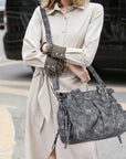 Multi Pocket Top Handle Handbag – Retro Floral Print Crossbody Shoulder Purse