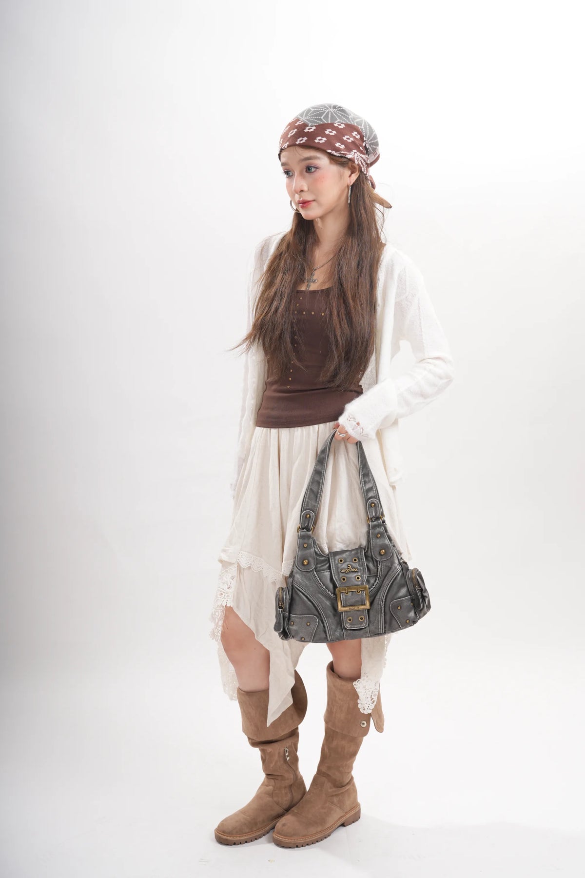 Y2K Leopard Moto Shoulder Bag, Buckle Detail &amp; Convertible Carry
