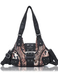 Y2K Leopard Patchwork Crossbody Bag – Front Buckle Retro Shoulder Handbag