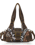 Y2K Leopard Patchwork Crossbody Bag – Front Buckle Retro Shoulder Handbag