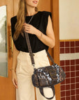 Y2K Leopard Patchwork Crossbody Bag – Front Buckle Retro Shoulder Handbag