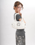 Y2K Leopard Moto Shoulder Bag, Buckle Detail & Convertible Carry